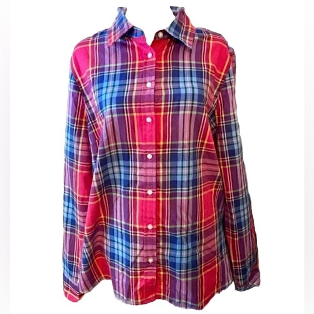 Talbots Plaid Button Down in Pink/Blue/Purple Women’s M